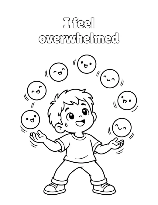 I feel overwhelmed coloring page