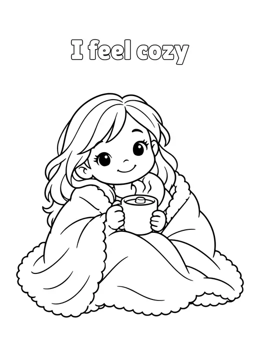 I feel cozy coloring page