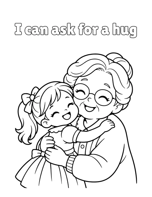 I can ask for a hug coloring page