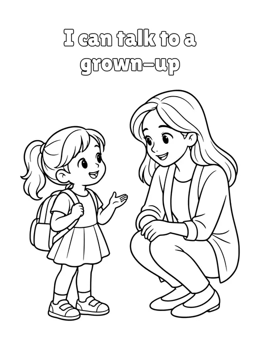 I can talk to a grown-up coloring page