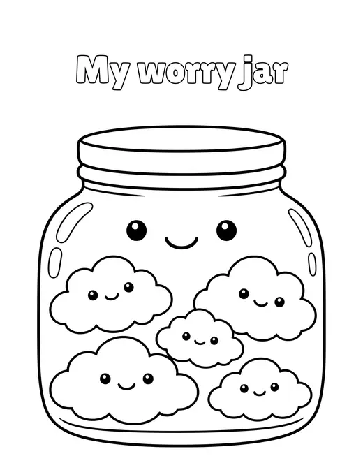 My worry jar coloring page