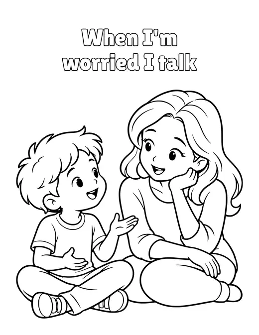 When I'm worried I talk coloring page