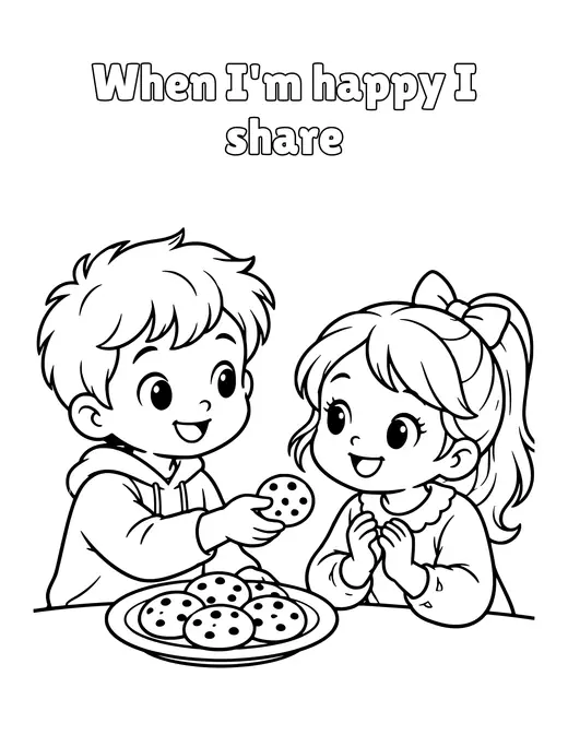 When I'm happy I share coloring page