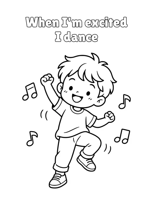 When I'm excited I dance coloring page