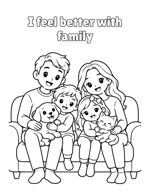 I feel better with family coloring page