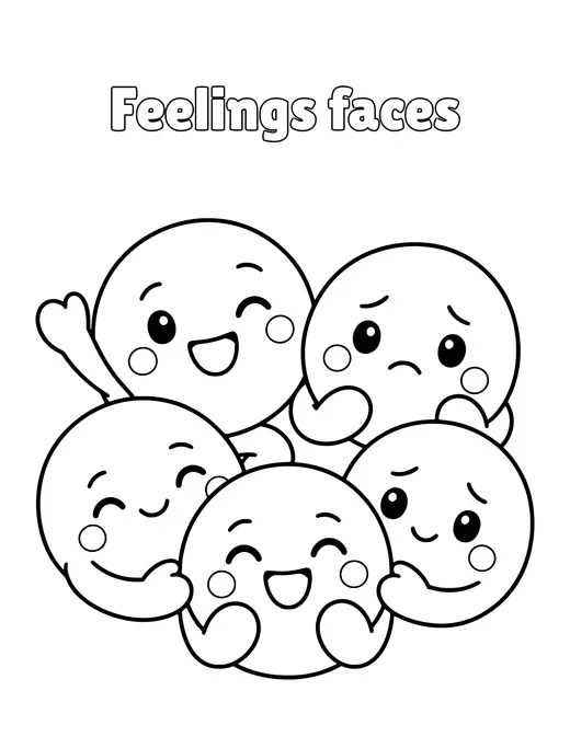 Feelings faces coloring page