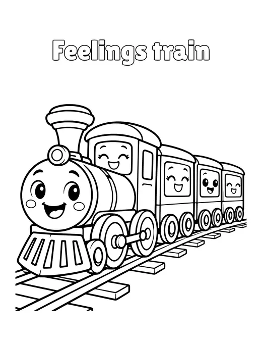 Feelings train coloring page