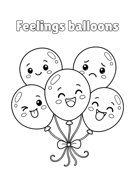 Feelings balloons coloring page