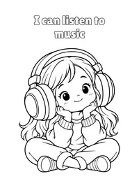 I can listen to music coloring page