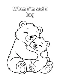 When I'm sad I hug coloring page