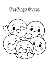 Feelings faces coloring page