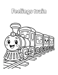 Feelings train coloring page