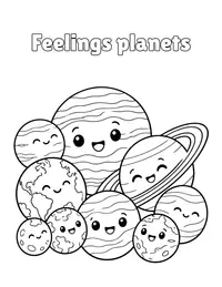 Feelings planets coloring page