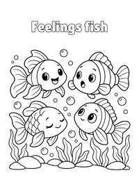 Feelings fish coloring page