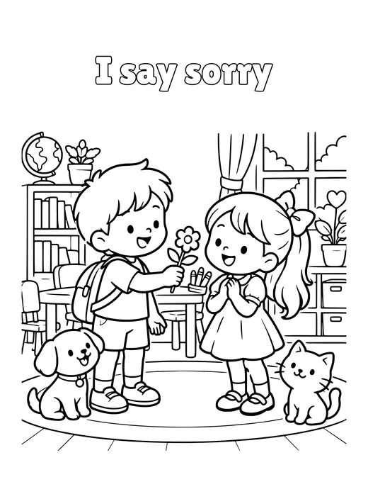 I say sorry coloring page