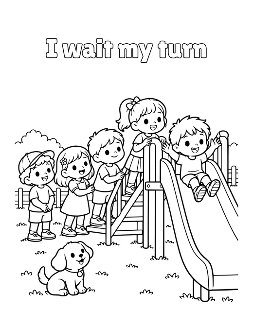 I wait my turn coloring page