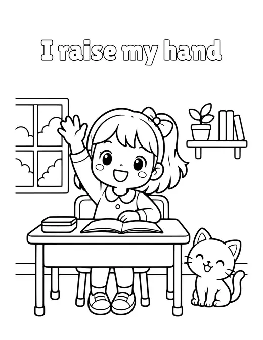 I raise my hand coloring page
