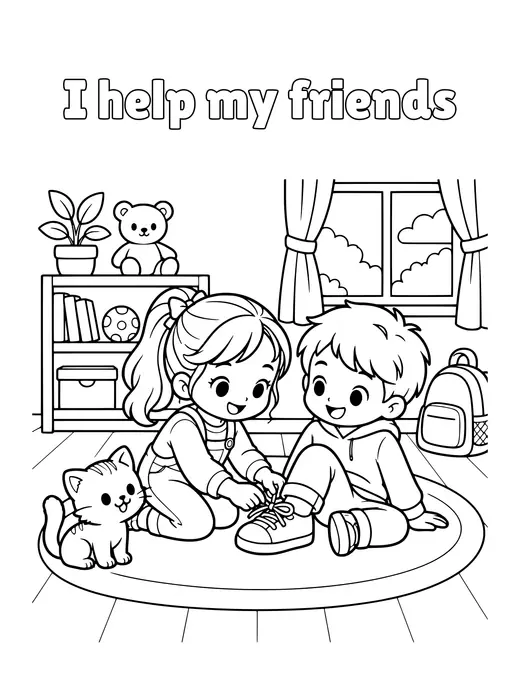 I help my friends coloring page