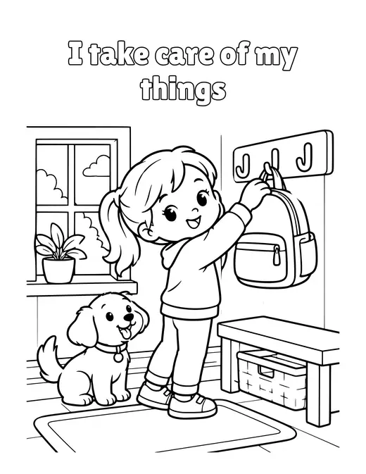 I take care of my things coloring page