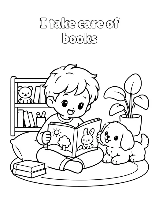 I take care of books coloring page