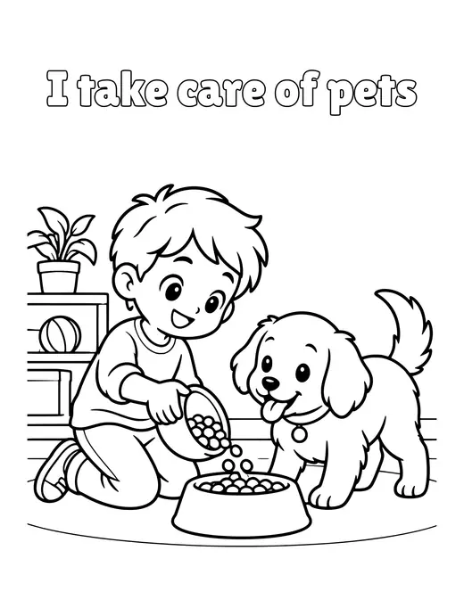 I take care of pets coloring page