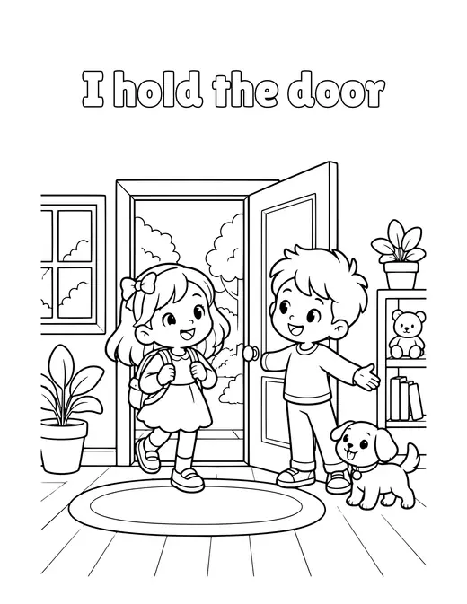 I hold the door coloring page
