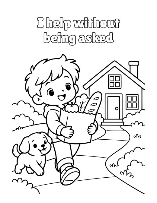 I help without being asked coloring page