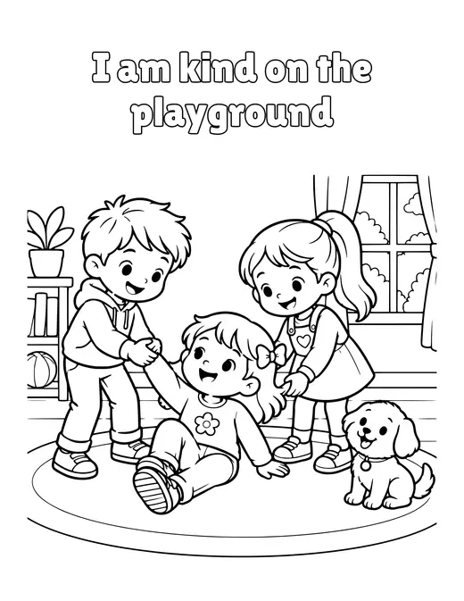I am kind on the playground coloring page