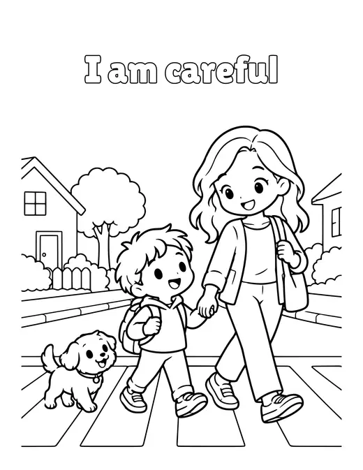 I am careful coloring page