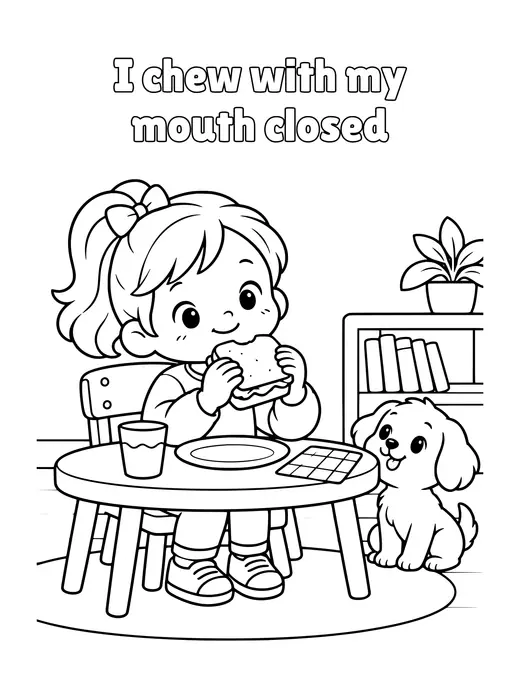 I chew with my mouth closed coloring page