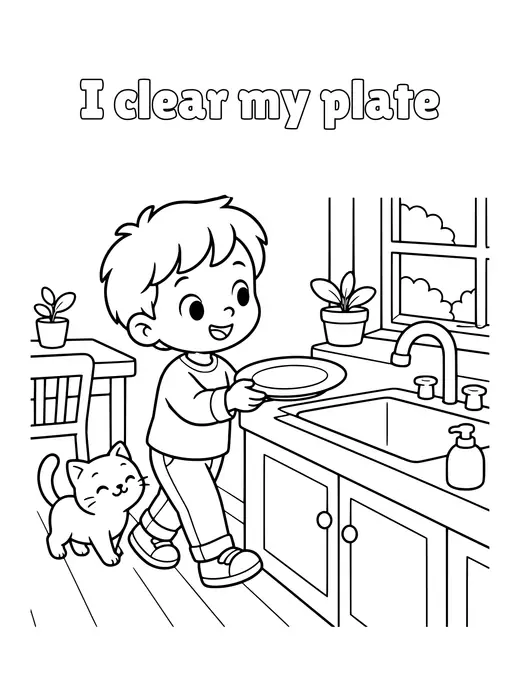 I clear my plate coloring page