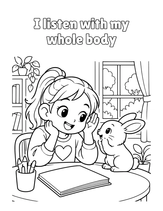 I listen with my whole body coloring page