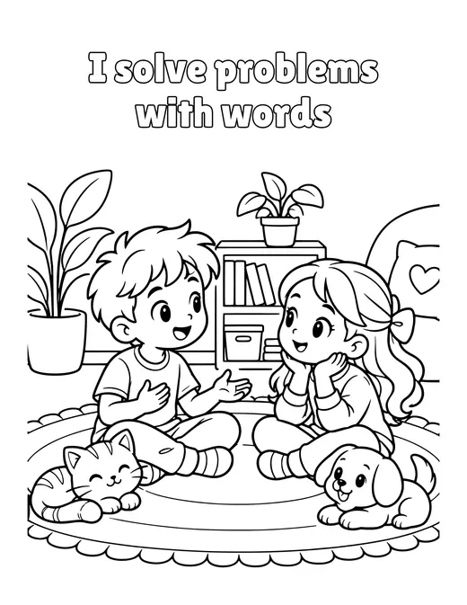 I solve problems with words coloring page