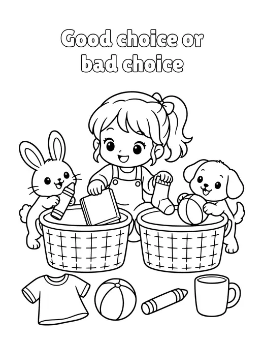 Good choice or bad choice coloring page