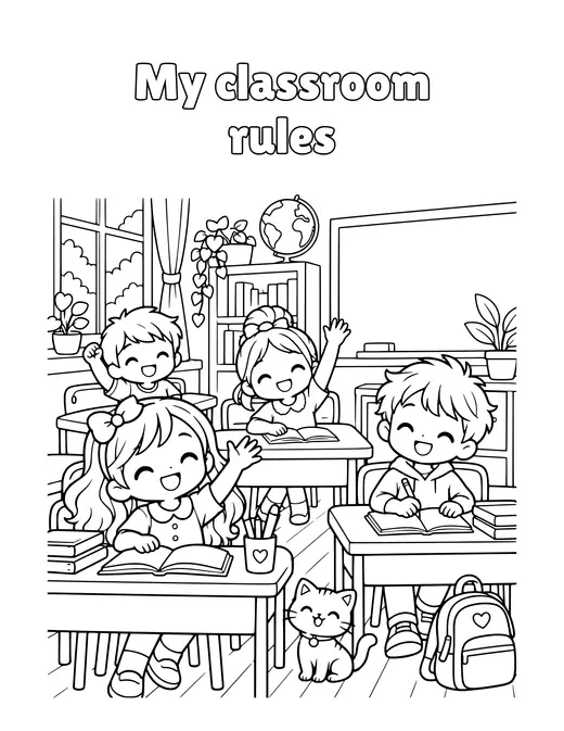 My classroom rules coloring page