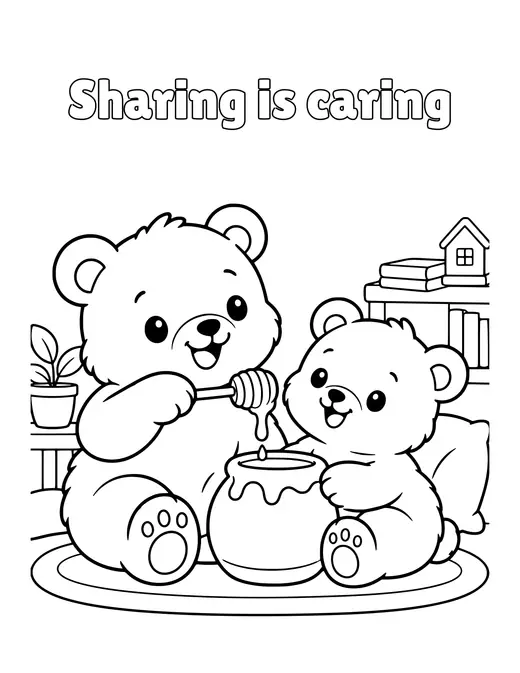 Sharing is caring coloring page