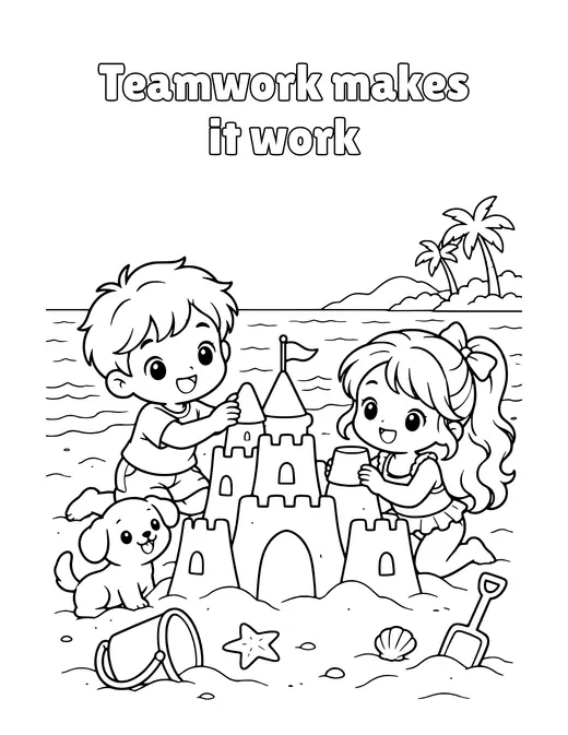 Teamwork makes it work coloring page