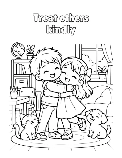 Treat others kindly coloring page