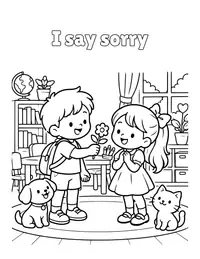 I say sorry coloring page