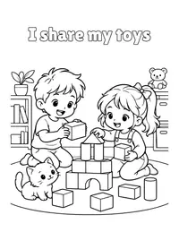 I share my toys coloring page