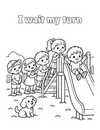 I wait my turn coloring page