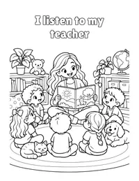 I listen to my teacher coloring page
