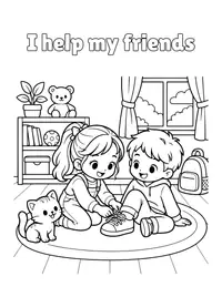 I help my friends coloring page