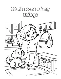 I take care of my things coloring page