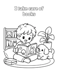 I take care of books coloring page