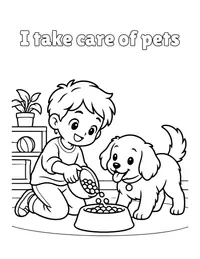 I take care of pets coloring page