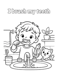 I brush my teeth coloring page