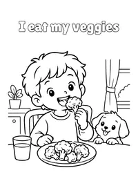 I eat my veggies coloring page