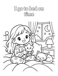 I go to bed on time coloring page