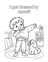 I get dressed by myself coloring page